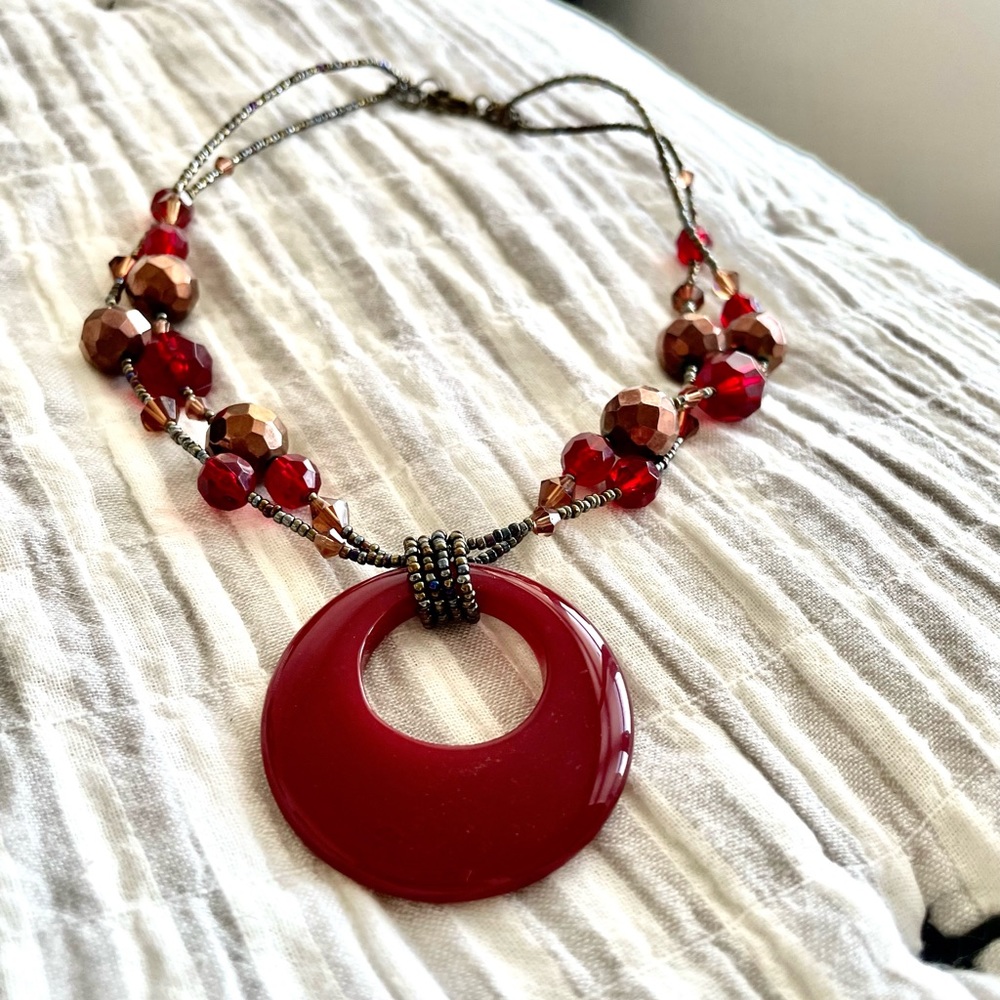 Lia Sophia double strand cinnamon pendant necklace